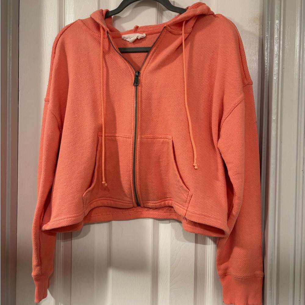 Hippie Rose Orange Cropped Long Sleeve Hoodie
